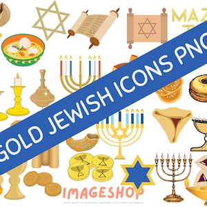 Icônes juives Gold Aesthetic Clip Art, Images numériques téléchargeables, Images imprimables, Png juif, Hanoukka png, Judaïsme png, Judaïsme clip art