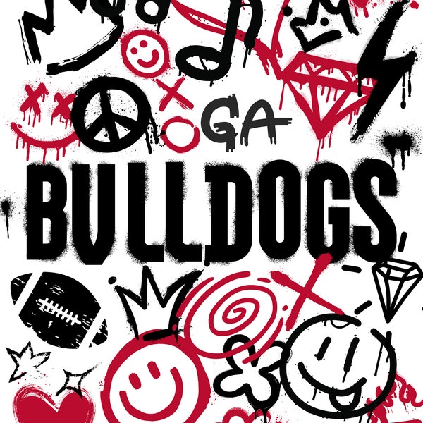 Bulldogs Graffiti Spray Paint Wall Art, Digital Download, Printable Wall Art, PNG