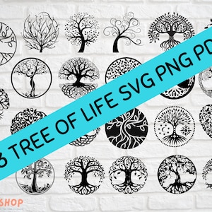 23 x Tree of Life SVG / PNG / PDF / ClipArt, Downloadable Digital Images,Printable images, Cut files, Cricut, silhouette, tree of life svg