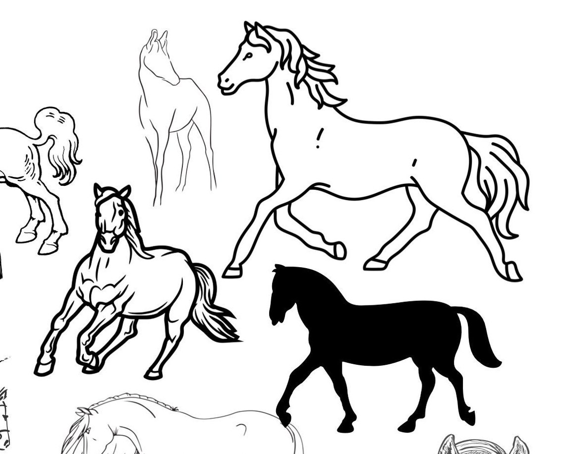 Horse Silhouette Outline Svg Horse Black Line Png Clipart PDF Horse