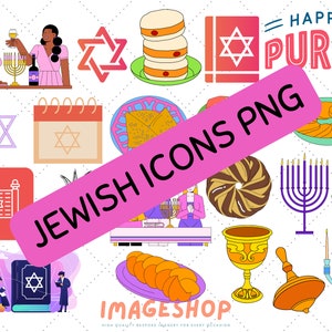 Icone ebraiche Rosa Viola Estetica Clip Art, Immagini digitali scaricabili, Immagini stampabili, Png ebraico, Hanukkah png, Ebraismo png, Ebraismo