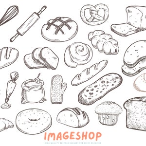 ClipArt di pane png panetteria, immagini digitali scaricabili, immagini stampabili, grafica, artigianato, stampabili, riviste, album di ritagli, carino, dolce