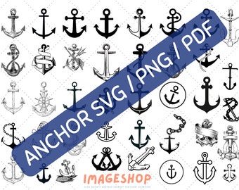 40 Anchor svg / png / pdf, Anchor Clip Art, Downloadable Digital Images, Printable images, Graphic, craft, Silhouette, cut file