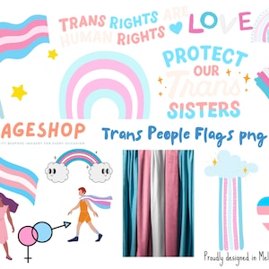Wspaniały i dumny pakiet obrazów trans, duma, LGBTQIA+, queer, trans, PRIDE, prawa trans, natychmiastowe pobieranie cyfrowe, prezent, decoupage
