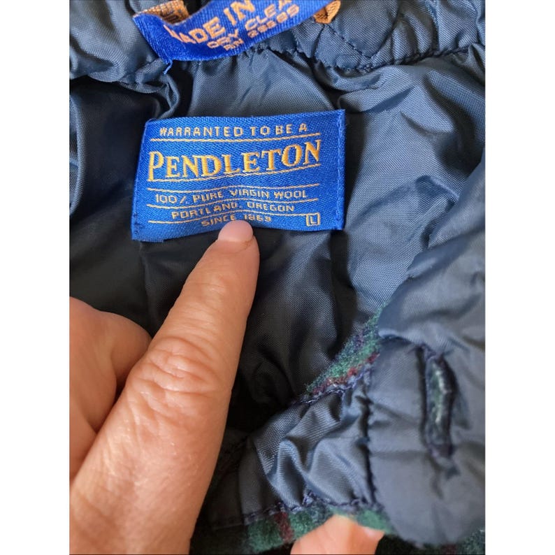 Vintage Pendleton Wool Flannel Shirt USA Plaid Button Up Men's Large Green Blue imagen 3