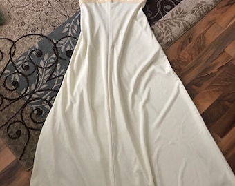 Montgomery Ward Vintage Empire Waist lace bodice wedding Dress ivory satin  1970&#39;s sleeveless back zip