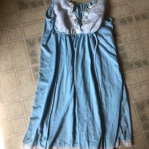 Miss Elaine Light Blue Eyelet Bodice Baby Doll Nightgown