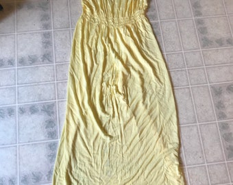 Vintage Yellow Rayon Full Length Nightgown