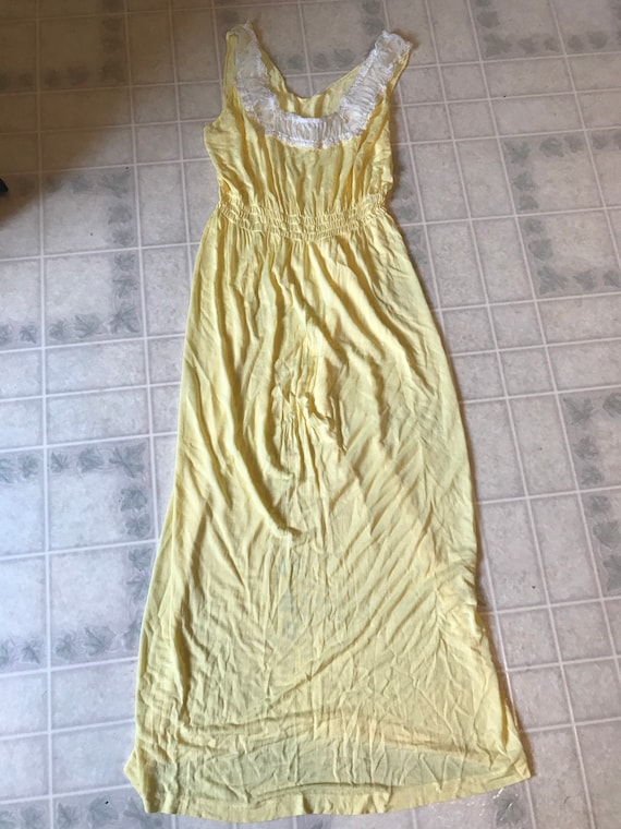Vintage Yellow Rayon Full Length Nightgown