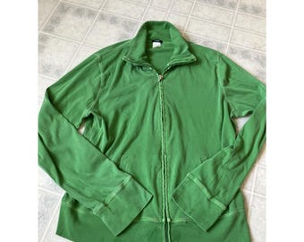 J. Crew 68746 XL Y2k Vintage Cotton Full Zip Sweatshirt Green 90's Gorpcore