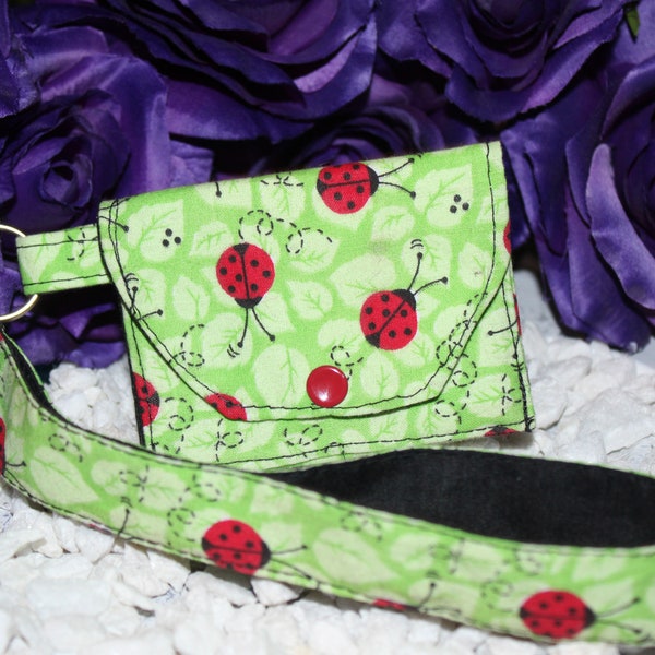 Handmade Green Wallet with Sweet Ladybug Print