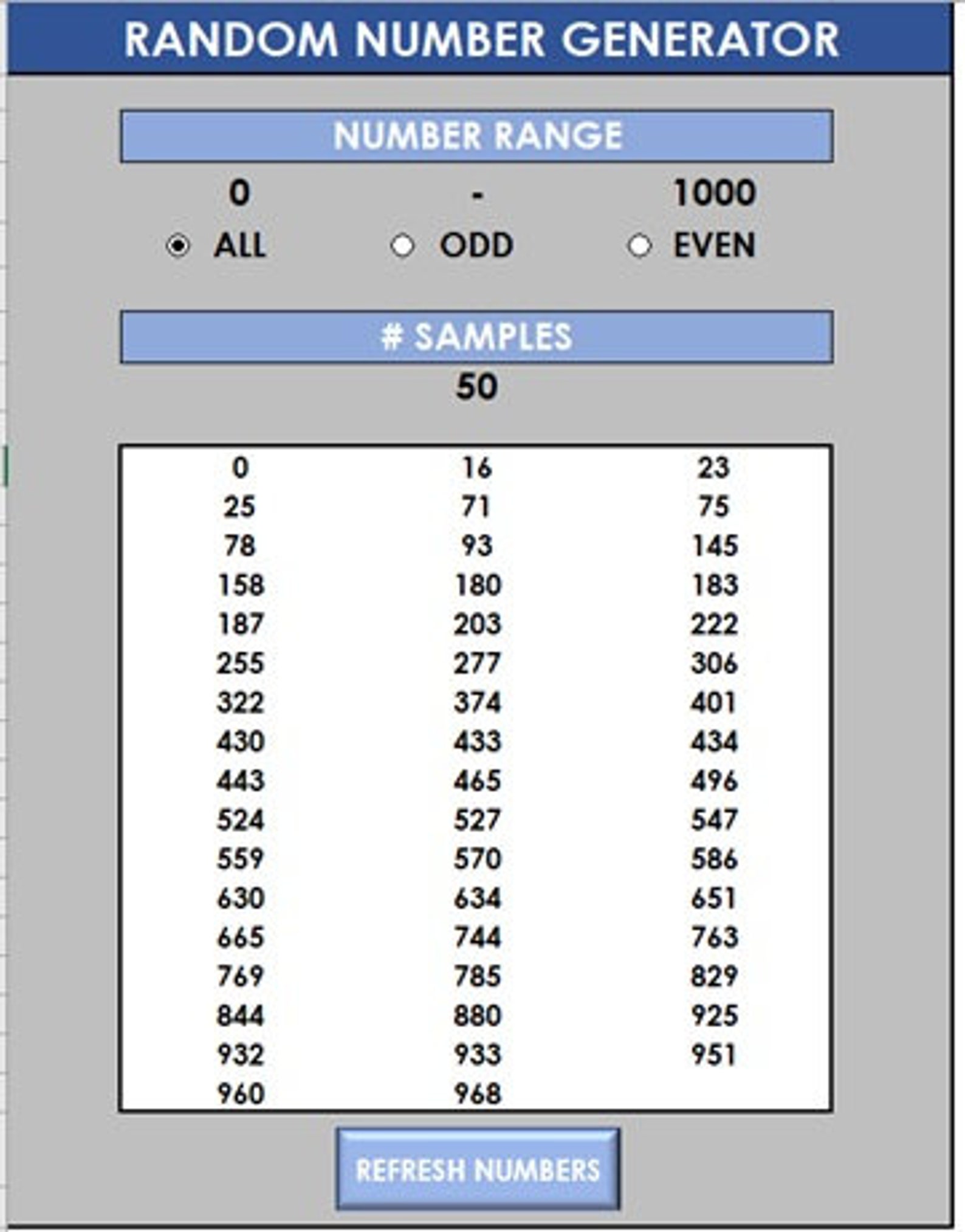 Random Number Generator Excel Tool All Odd Or Even Etsy