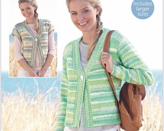 Sirdar 8112, padrão de tricô feminino dk, padrão de tricô de cardigan feminino, download instantâneo de pdf