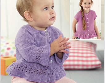 Padrão de tricô Sirdar 4886 Baby DK, download instantâneo de pdf, cardigã de bebê, cardigã de meninas, padrão de tricô de 0 a 7 anos