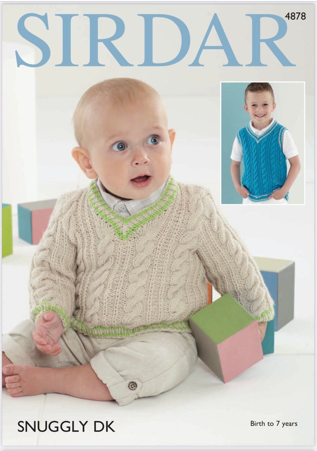 Sirdar 4878, Sweater Knitting Pattern, Tank Top Knitting Pattern, Boys