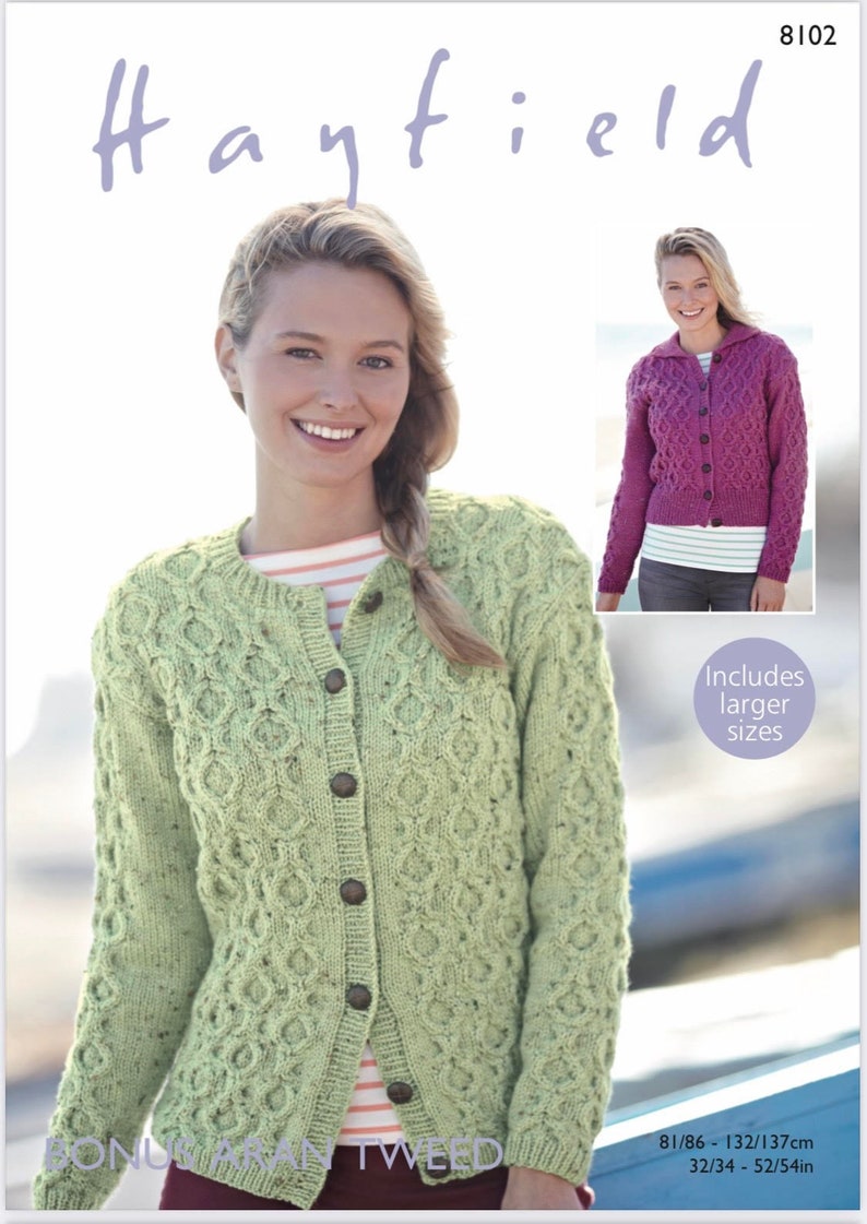 Sirdar 8102, Ladies Aran Knitting Pattern, Ladies Aran Cardigan