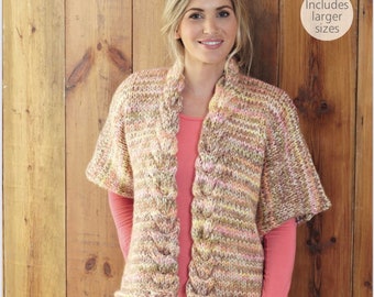 Sirdar 8079, padrão de tricô de cardigã feminino super robusto, feminino super robusto