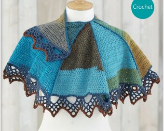 Sirdar 8082, padrão de lenço de crochê, padrão de xale de crochê