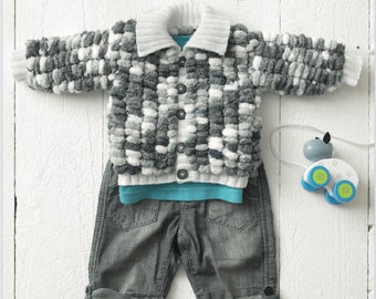 Sirdar 4909, cardigã confortável para bebê, cardigã para bebê de 0 a 2 anos, download instantâneo de pdf