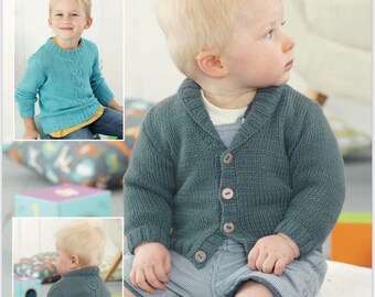 Sirdar 4890, padrão de tricô de jumper/cardigan DK, padrão Boys DK, download instantâneo de pdf