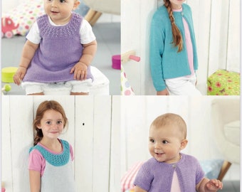 Sirdar 4887, padrão de tricô DK, padrão de cardigã para meninas, padrão para crianças de 0 a 7 anos, download instantâneo de pdf