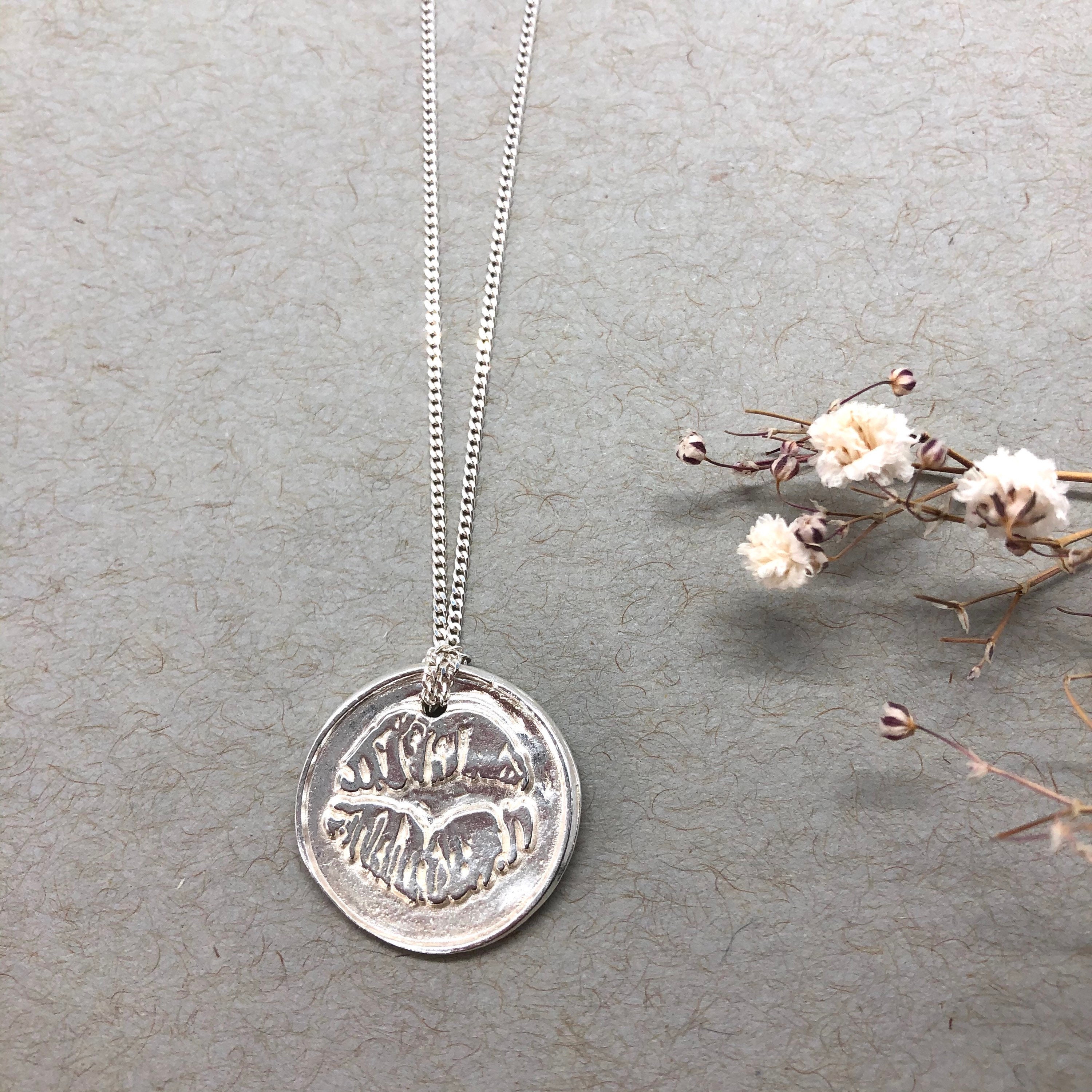 Silver kiss talisman pendant send a little love romantic Etsy