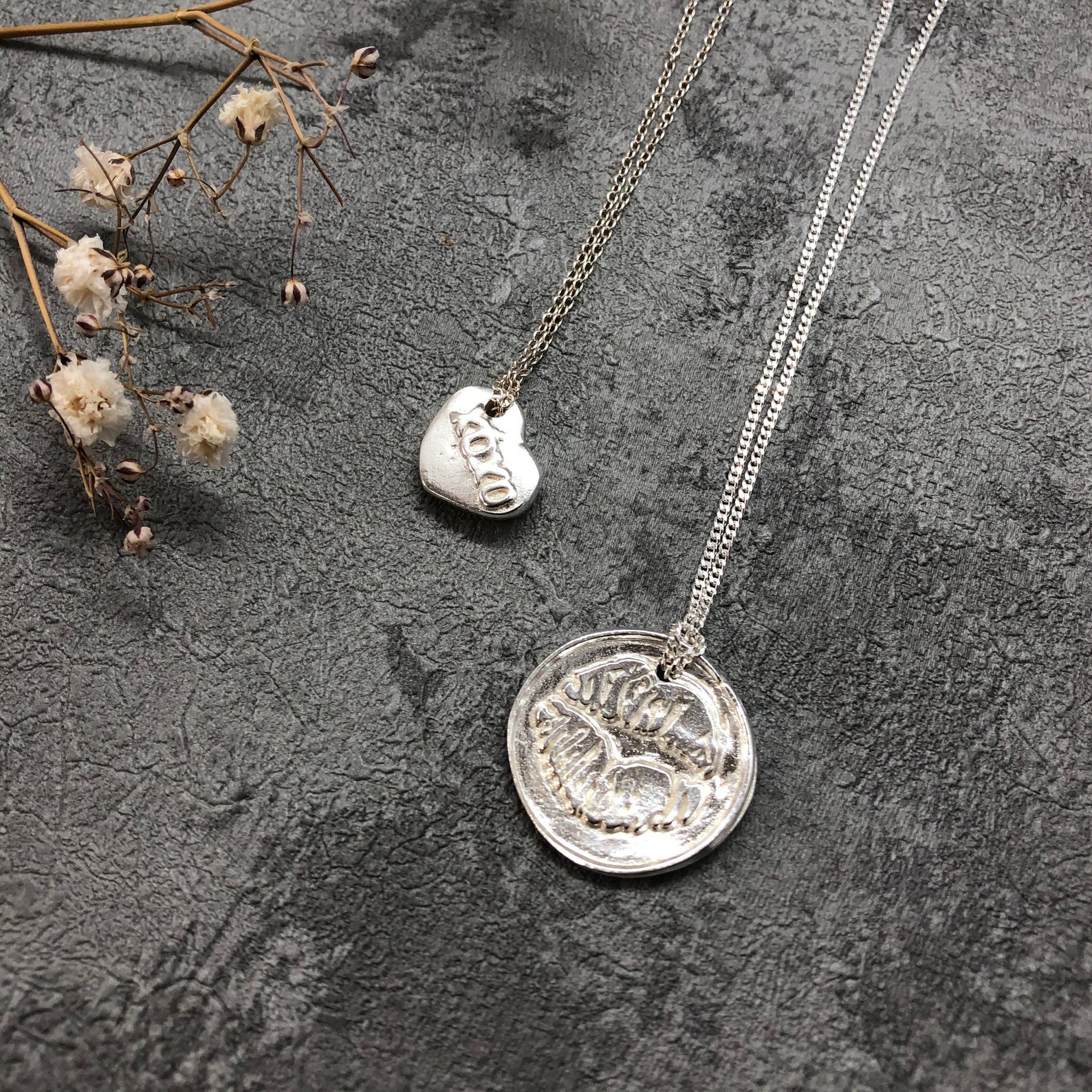 Silver kiss talisman pendant send a little love romantic Etsy