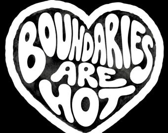 Boundaries Are Hot Black Heart PNG, Sticker Style & Transparent Sublimation Design (Digital Download)