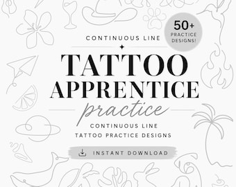 Tattoo Apprentice Continuous Line Practice Designs | 50+ Flash Training (Digital Download)