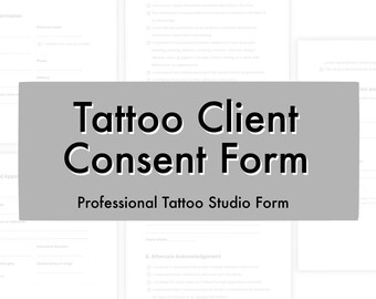 Tattoo Client Consent Form Professional Studio Intake Document (PDF)