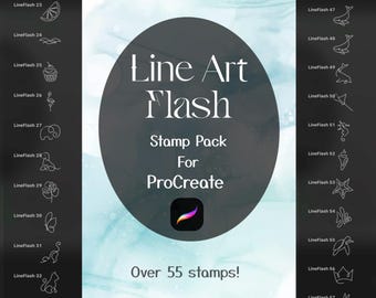Line Art Flash Stamp Pack for Procreate | Minimal Linework Tattoo Brushes (Digital Download)