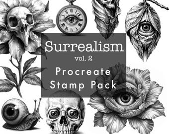 Surrealism Procreate Stamps Vol 2: 46 Tattoo-Style Digital Brushes (Digital Download)