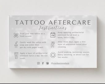 Tattoo Aftercare Card Template • Editable Canva Instructions (Instant Download)