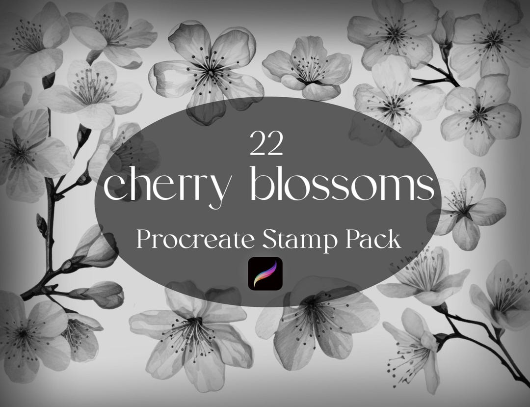 Cherry Blossom Procreate Stamp Pack | Floral Tattoo Stamps | Botanical ...