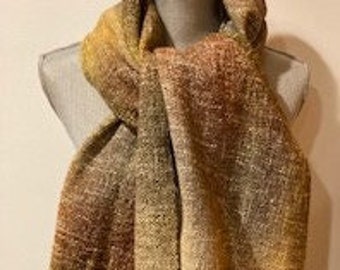 Blanket Scarf, Oversized Scarf: brown green gold Earth Tones, Handwoven Scarf, Shawl, Wrap, cool weather accessory