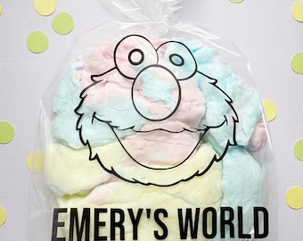 Custom Elmo Birthday Theme Cotton Candy Party Cellophane Loot Bag Personalized