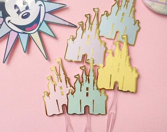 Magical Princess Castle  Cupcake Toppers Vintage Theme Park Birthday