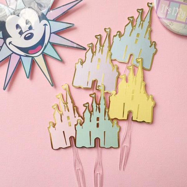 Magical Princess Castle  Cupcake Toppers Vintage Theme Park Birthday