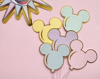 Mickey Magical Mouse Head Balloon Cupcake Toppers Vintage Theme Park Birthday