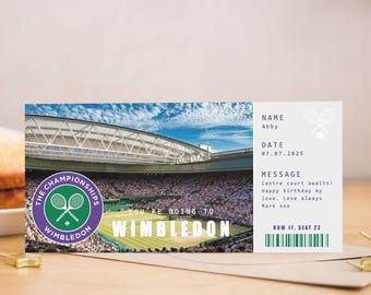 Customisable Tennis Ticket Reveal Card – Perfect Gift for Tennis Fans and memory making