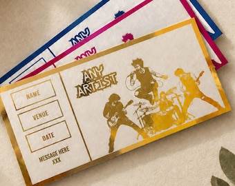 Concert Ticket Reveal for ANY ARTIST | Personalised Concert Gift | Custom Colour Ticket Card | Fan Keepsake