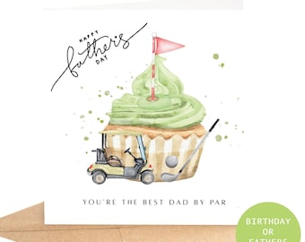 Personalised Watercolour Golf Fan Birthday Card