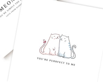 Cat Birthday card, Valentines day card, Anniversary card, Cats, Boyfriend, Girlfriend,  Wife, Husband, Feline cards, Personlisable