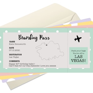 Bordkarte, Bordkarte, Surprise Trip, druckbare Bordkarte, personalisiertes Geschenk, künstliche Bordkarte, Bordkartenvorlage, Polka dot