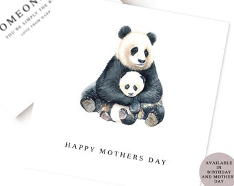 Panda Card, Mothers Day Card, Mothers day card, Mum Card, Card for Mum, Birthday Card for Mum,