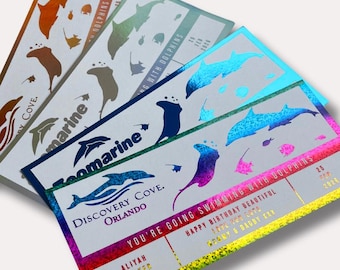 Foiled and Personalised Swimming With Dolphins Reveal - Available in a variety of colours - Any Venue