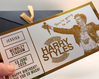 Harry Styles Concert Ticket Reveal | Personalised Concert Gift | Custom Colour Ticket Card | Fan Keepsake