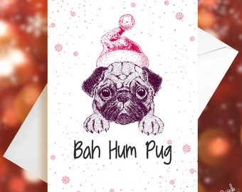 Pug dog Christmas stickers card making /& crafts Elf Santa Stocking Pudding