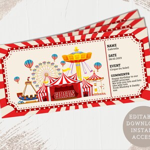 Zirkuskarte, Zirkuseinladung, Bordkarte, Überraschungsgeschenk, druckbare Bordkarte, personalisiertes Geschenk von Freches Hündchen