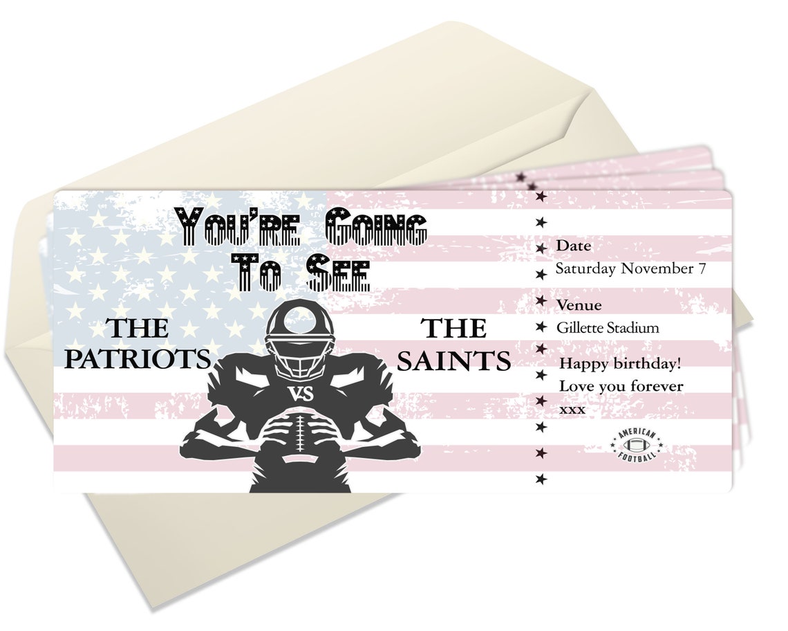 NFL Ticket American Football Ticket NFL Ticket Template Etsy NFL Ticket American Football Ticket NFL Ticket Template Etsy